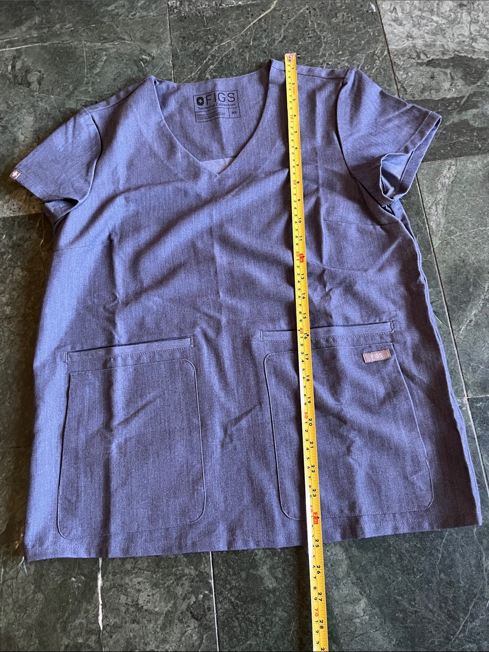 FIGS Navy V-Neck Scrub Top with Dual Front Pockets